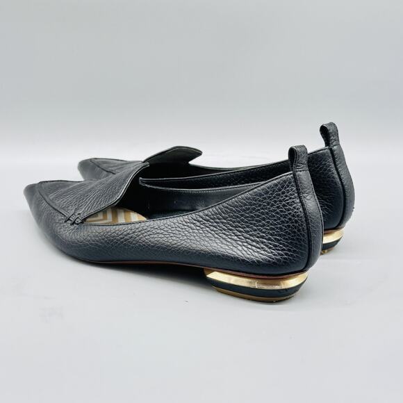 Nicholas Kirkwood Shoes Womens 5.5 Black Leather Loafer Beya Pointed Toe Gold - Picture 6 of 13